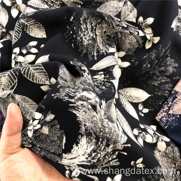 Popular Nice Leaf Design Black Discharge Rayon Printing